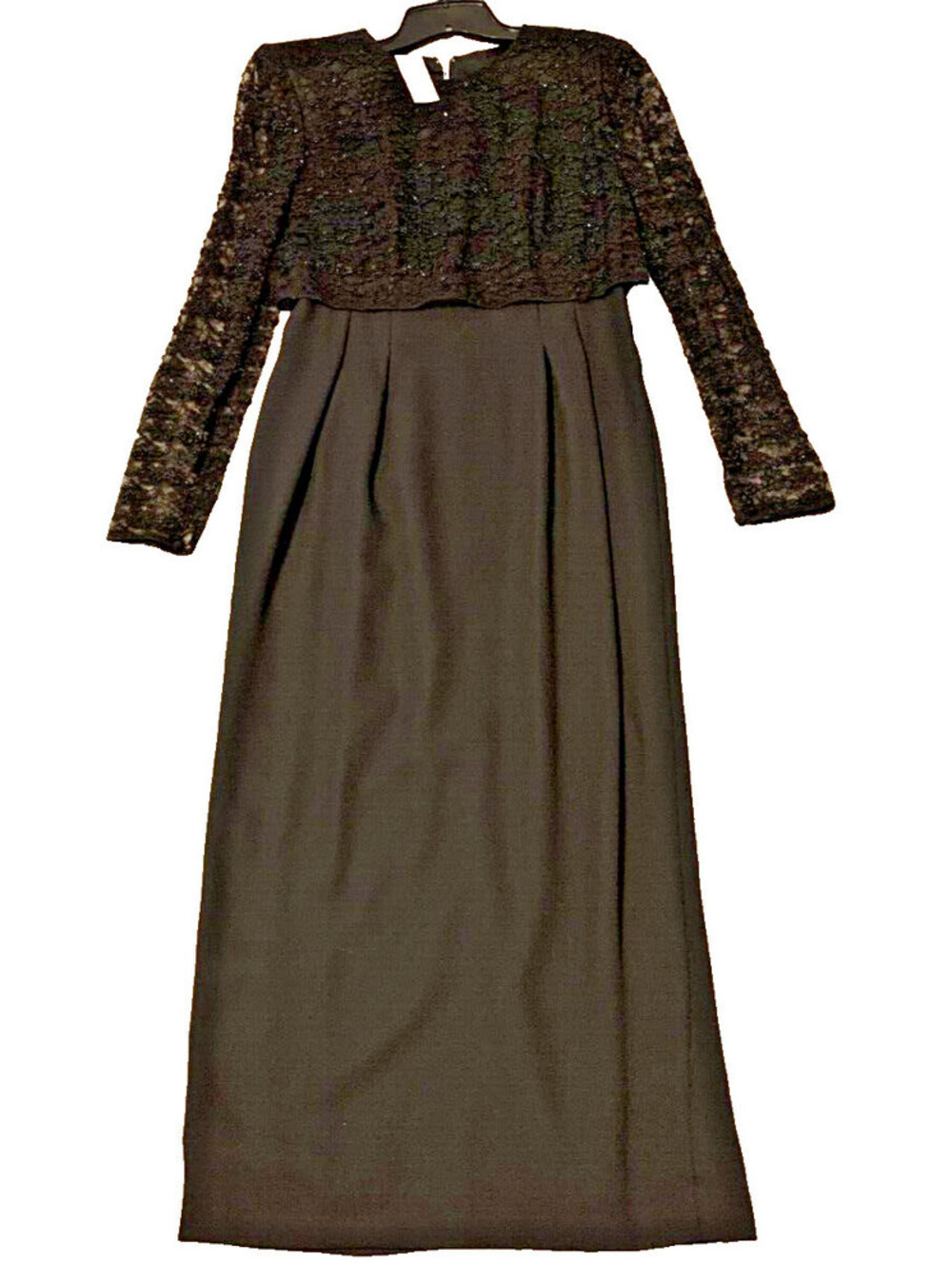 Donna Morgan VTG Cocktail Evening Dress NWT Women 4 Black Sheer Lace Long-Sleeve